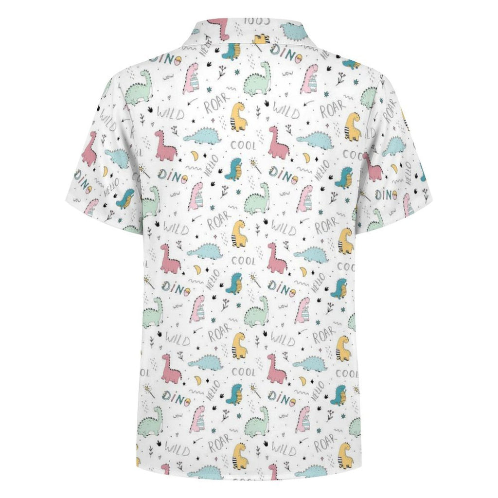Quirky Dinosaurs Kids Cotton Short Sleeve Shirt