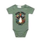 Good Vibes Only, Hippie Mushroom With Sunglasses - Baby Bodysuit