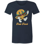 Fast Food, Hamburger - Womens T-shirt Navy Womens T-shirt Food Printed In Australia