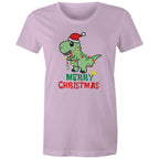 Dinosaur Santa, Merry Christmas - Womens T-shirt Lavender Womens Christmas T-shirt Christmas Printed In Australia