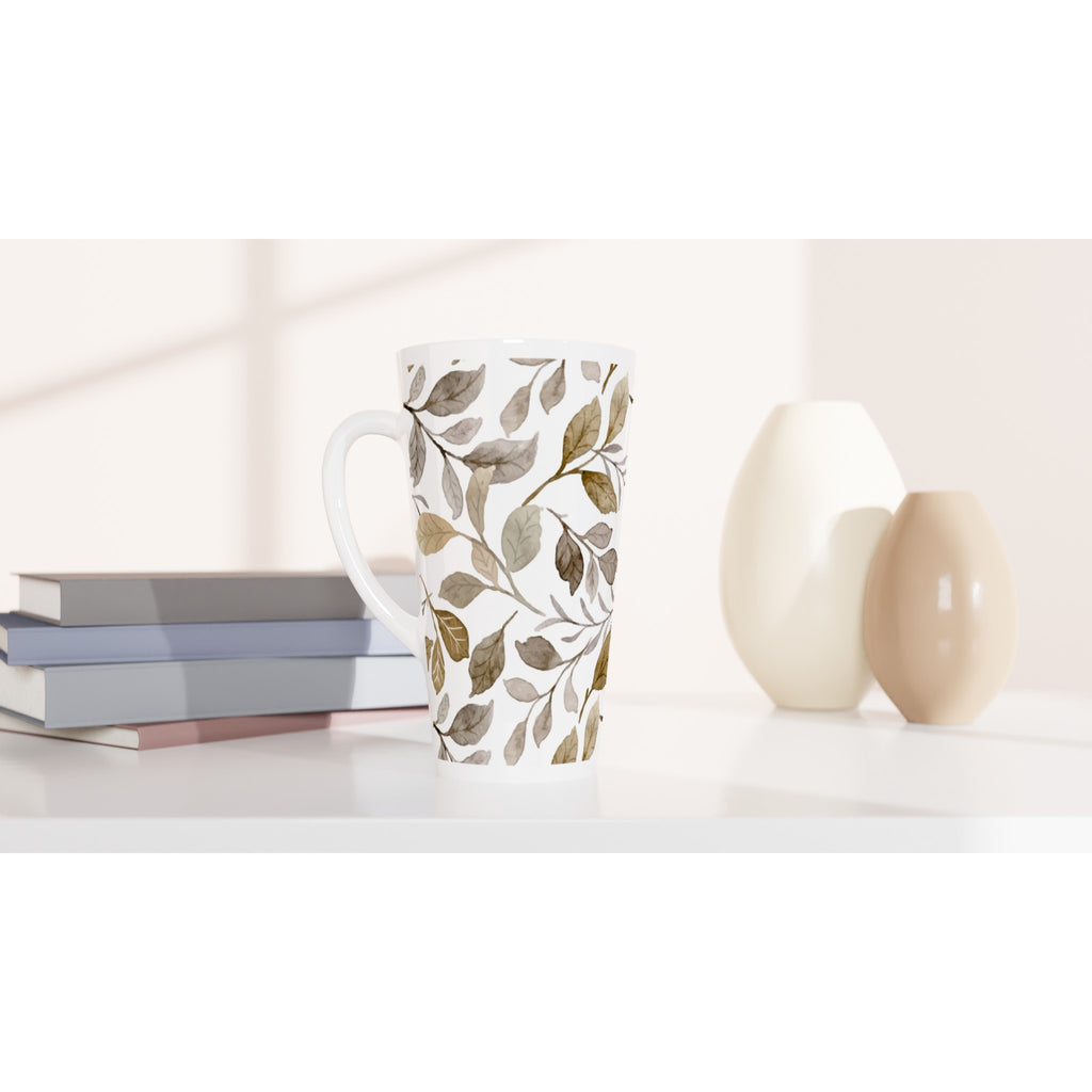 Autumn Leaves - White Latte 17oz Ceramic Mug Latte Mug Globally Fulfilled Plants