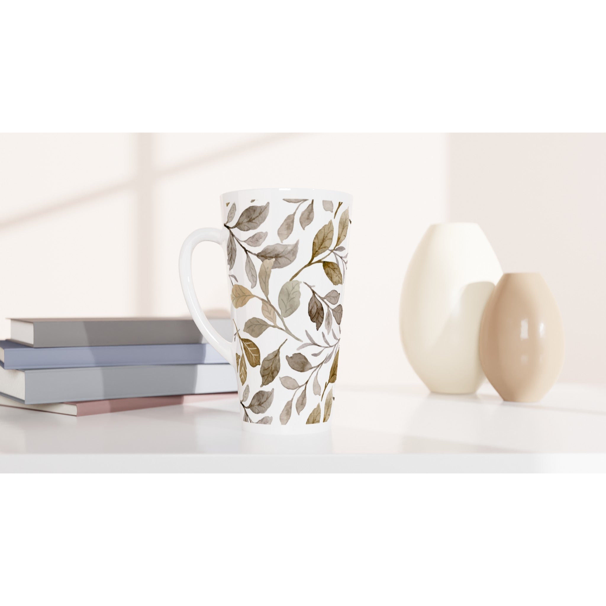 Autumn Leaves - White Latte 17oz Ceramic Mug Latte Mug Globally Fulfilled Plants