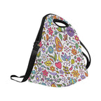 Hippie Butterfly And Flowers Neoprene Lunch Bag/Large (Model 1669) Neoprene Lunch Bag Plants Printed Offshore