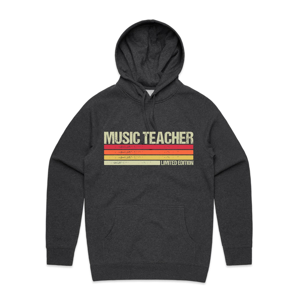 Music Teacher, Limited Edition - Mens Hoodie Asphalt Marle Mens Hoodie Music Printed In Australia Teacher