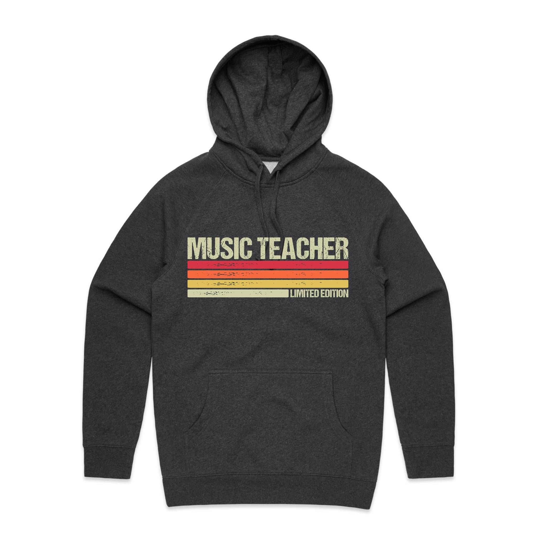 Music Teacher, Limited Edition - Mens Hoodie Asphalt Marle Mens Hoodie Music Printed In Australia Teacher