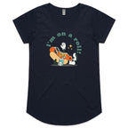 Hotdog, I'm On A Roll - Womens Scoop Neck T-Shirt Navy Womens Scoop Neck T-shirt Food Printed In Australia