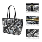 Guitar Black Swirl PU Leather Tote Bag Large Leather Tote Bag-Large Music Printed Offshore