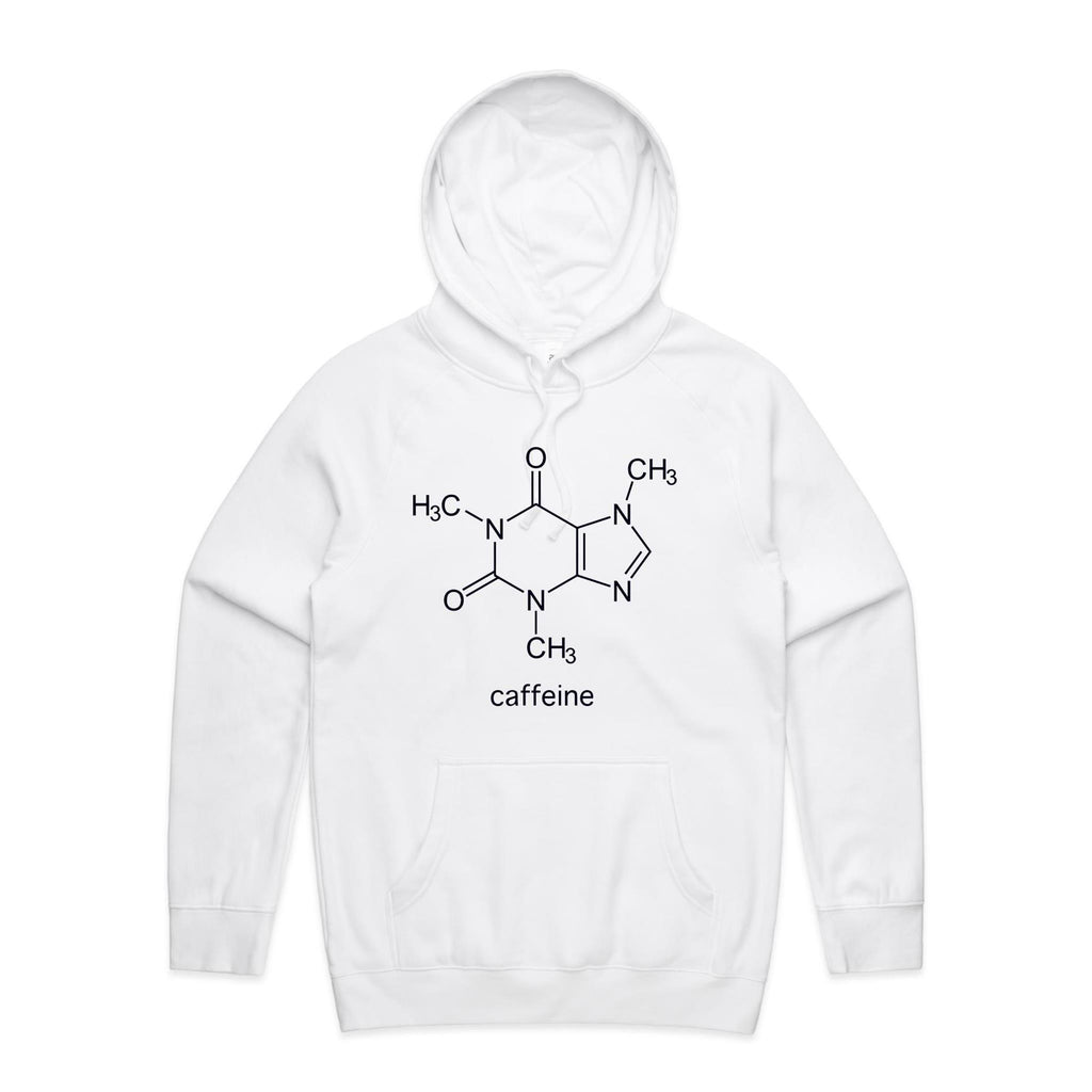 Caffeine Molecule - Mens Hoodie White Mens Hoodie Coffee Printed In Australia Science