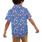 Planets On Blue Junior Kids Hawaiian Shirt