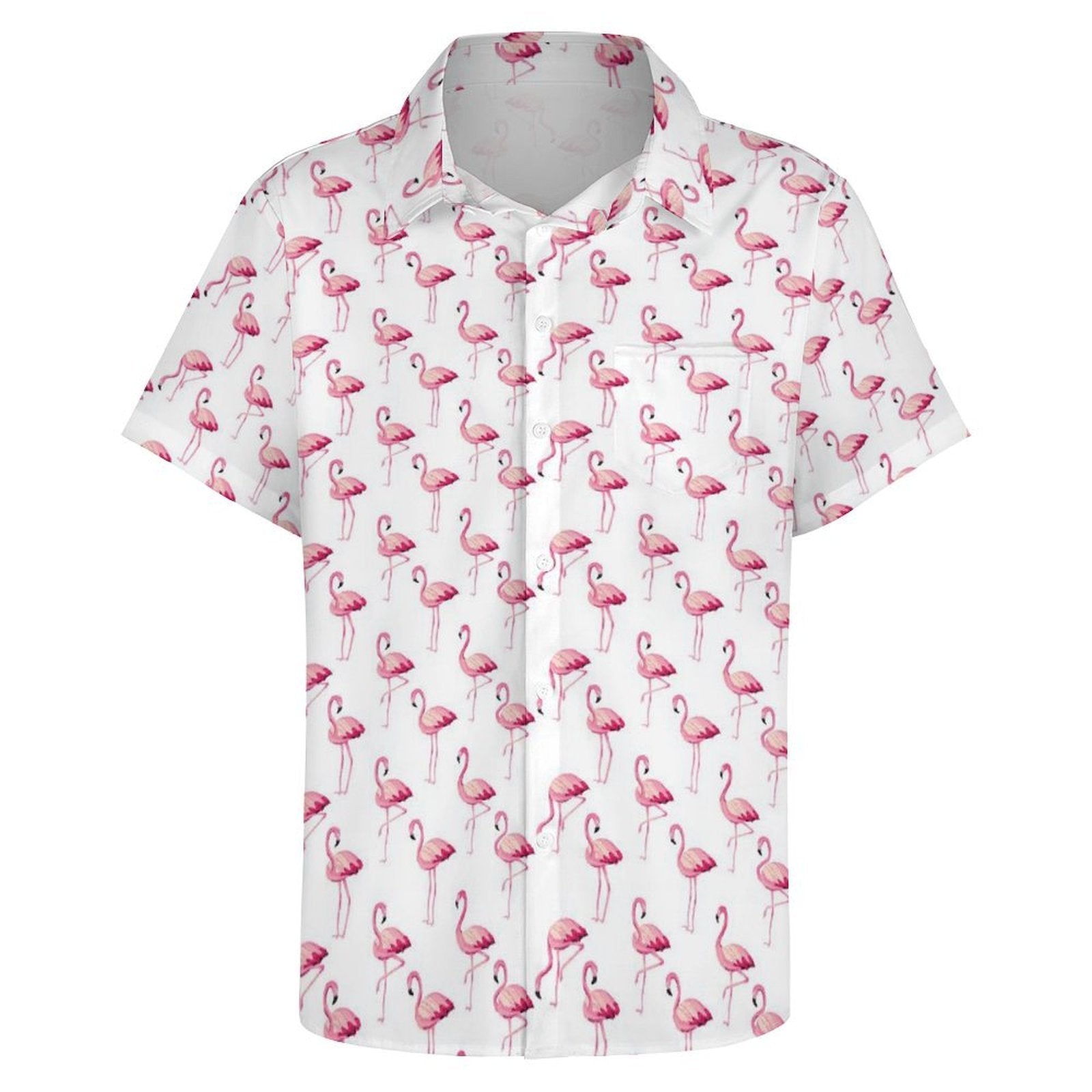 Flamingos Women's Short-Sleeve Button Up Shirt Women's Short-Sleeve Button Up Shirt animal Printed Offshore