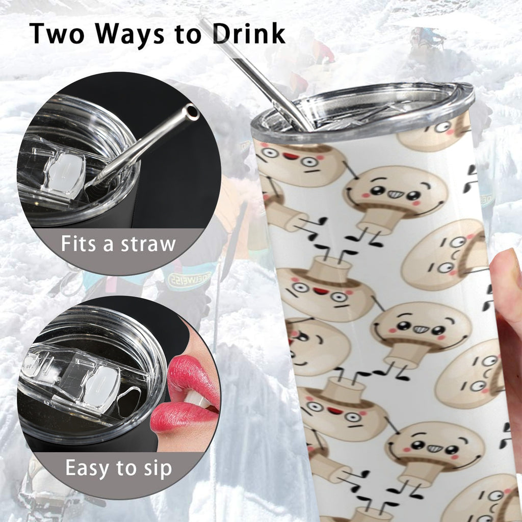 Cute Mushrooms 20oz Tall Skinny Tumbler with Lid and Straw