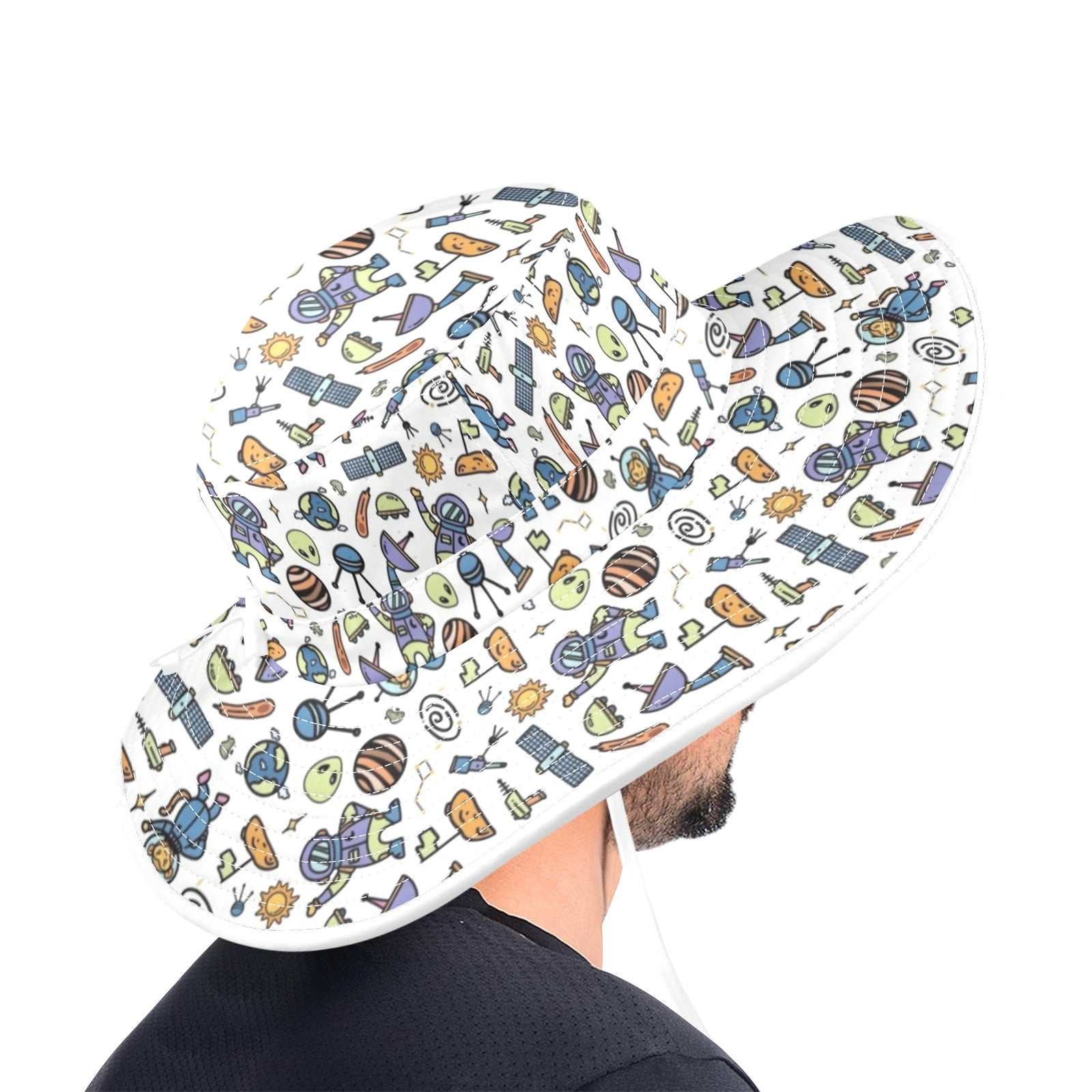 All About Space Wide Brim Bucket Hat Wide Brim Bucket Hat Printed Offshore Space