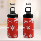 Red Snowflakes, Christmas - Kids Water Bottle with Chug Lid (12 oz) Kids Water Bottle with Chug Lid Christmas Printed Offshore
