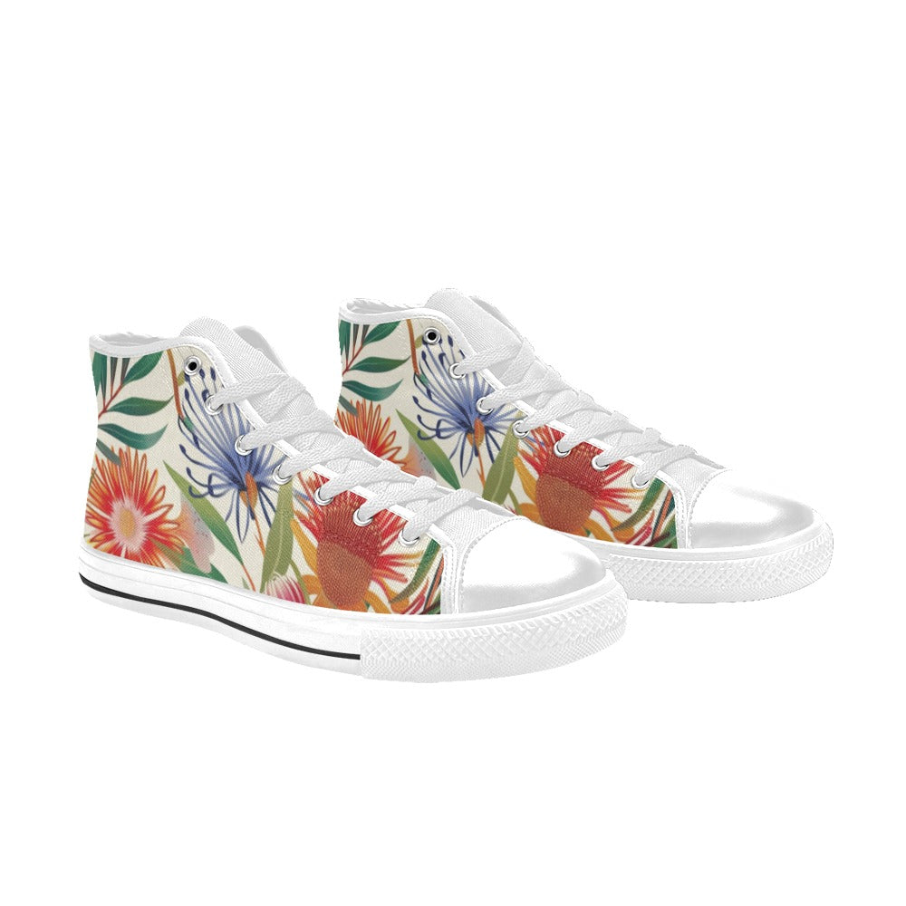 Australian Native Flowers - Women's High Top Canvas Shoes