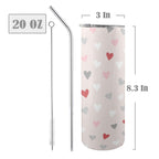 Pretty Hearts - 20oz Tall Skinny Tumbler with Lid and Straw
