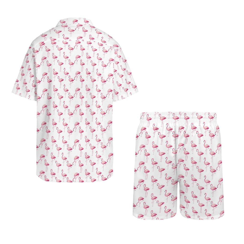 Flamingos Men's Hawaiian Shirt & Shorts Set Men's Hawaiian Shirt & Shorts Set animal Printed Offshore