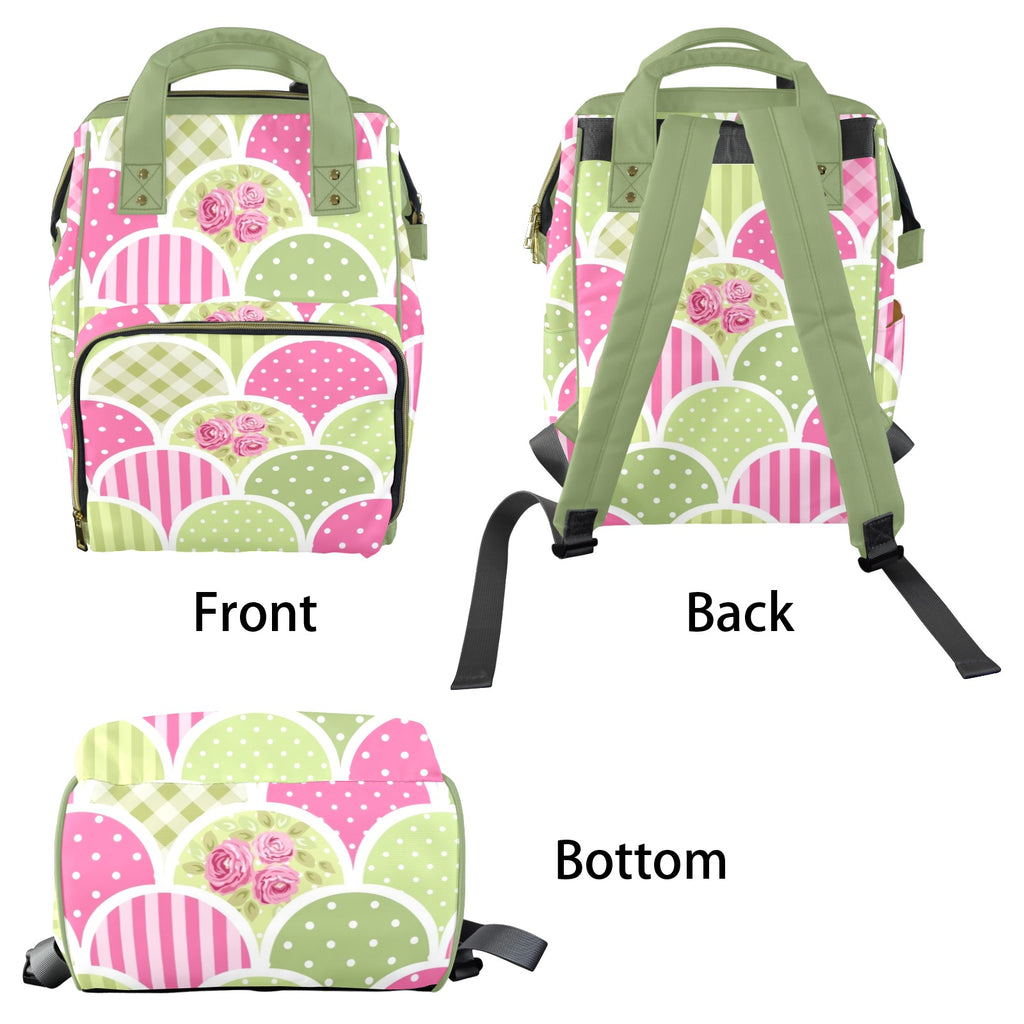 Floral Tabs - Multi-Function Backpack, Nappy / Diaper Bag