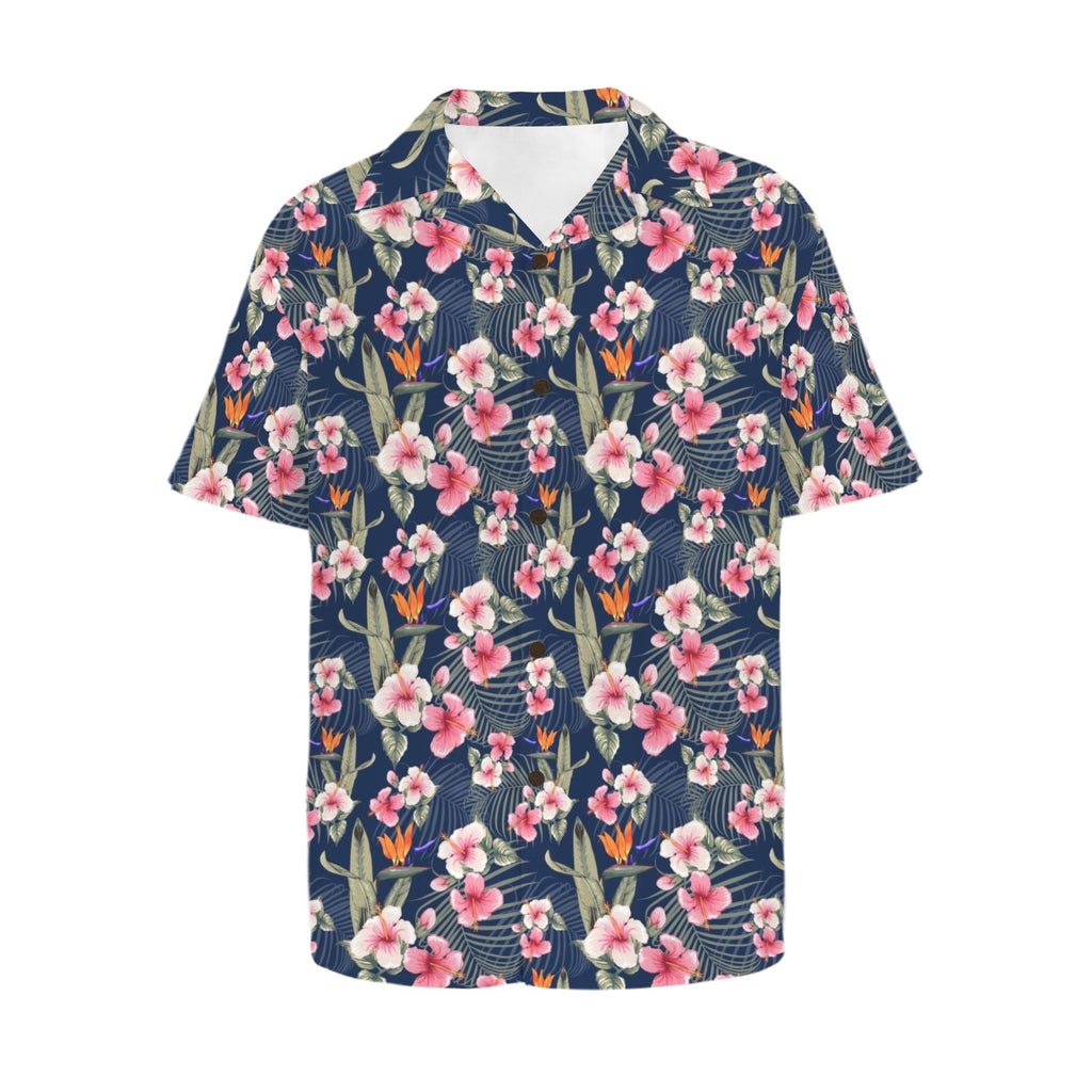 Dark Hawaiian Floral Men's Hawaiian Shirt (Model T87)