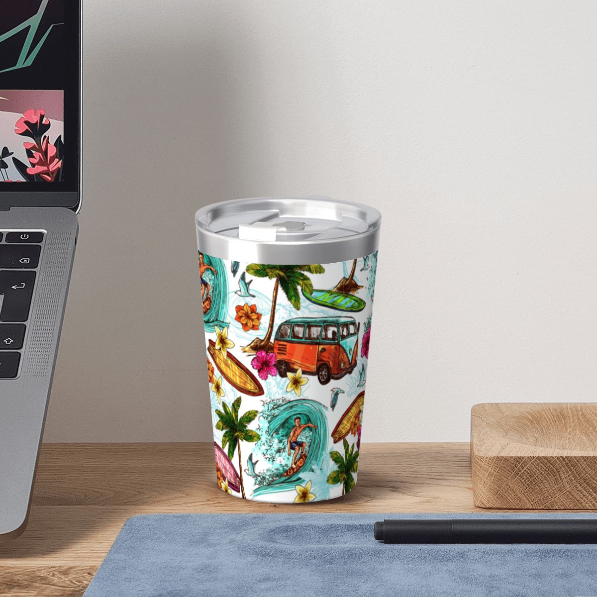 Surfing Safari Small Stainless Steel Travel Mug Cup 12oz/350ml