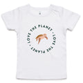 Love The Planet, Turtle - Baby T-shirt White Baby T-shirt Environment Printed In Australia