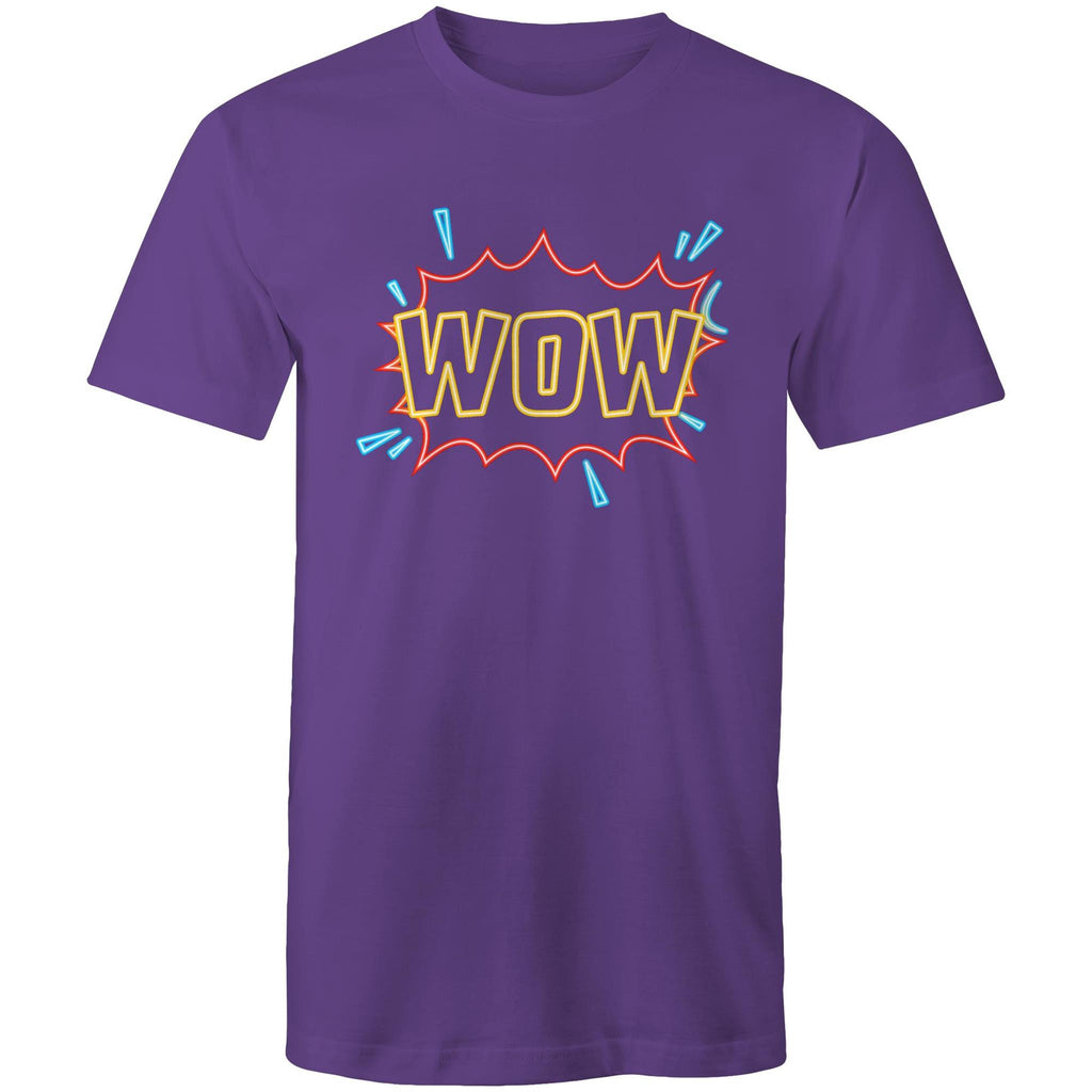 Wow, Comic Book - Mens T-Shirt Purple Mens T-shirt comic Printed In Australia