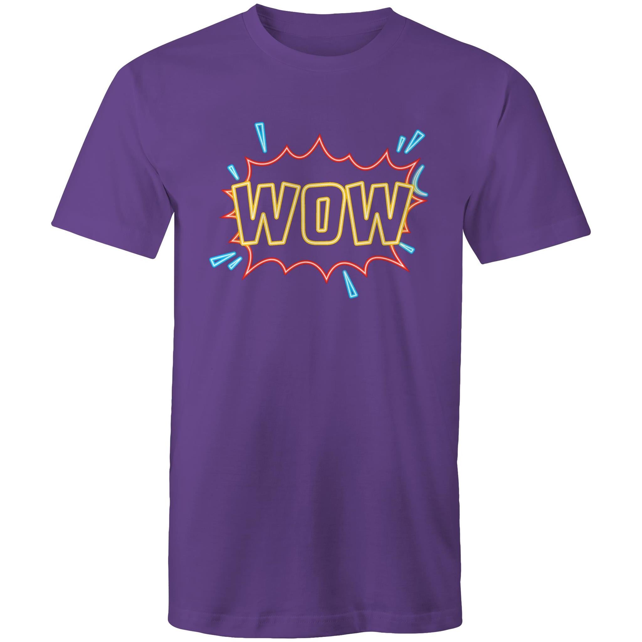 Wow, Comic Book - Mens T-Shirt Purple Mens T-shirt comic Printed In Australia