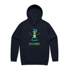 Hello Humans, Alien Skate - Mens Hoodie Navy Mens Hoodie Printed In Australia Sci Fi
