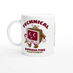 Personalised - Retro TV, Technical Difficulties - White 11oz Ceramic Mug with Colour Inside Ceramic White Personalised 11oz Mug customise Globally Fulfilled personalise Retro Tech