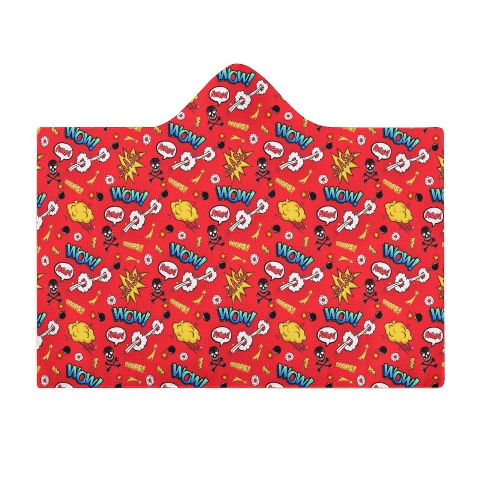 Red Comic Book Kids Hooded Blanket 100cm x 130cm Kids Hooded Blanket comic Printed Offshore