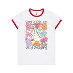 Sorry I'm Late, I Was Dilly Dallying - Women's Ringer Tee White Red Womens Ringer T-shirt animal Printed In Australia