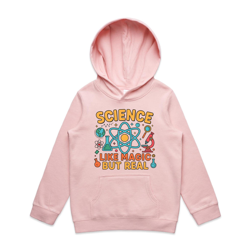 Science, Like Magic But Real - Kids Hoodie Pink Kids Hoodie Printed In Australia Science