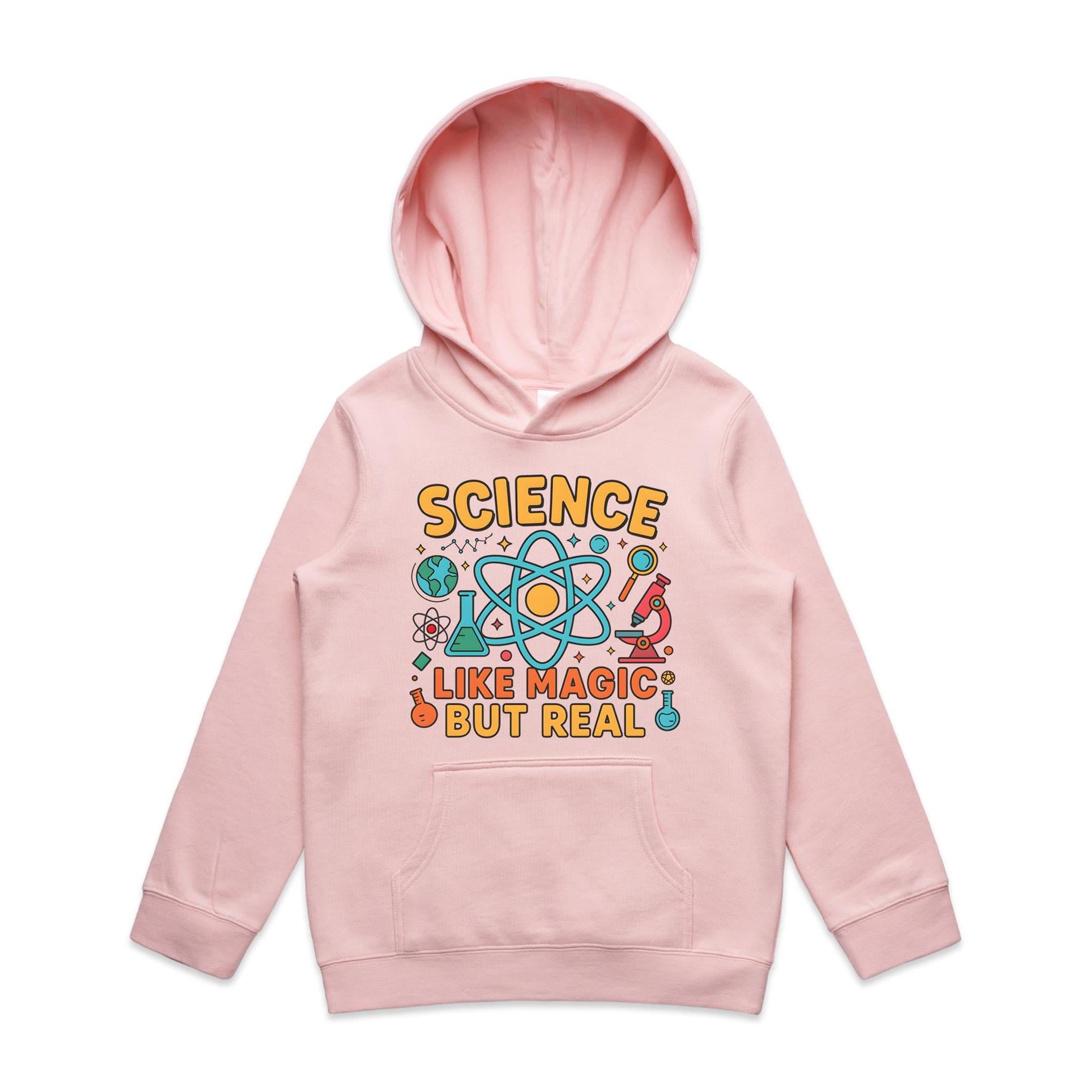 Science, Like Magic But Real - Kids Hoodie Pink Kids Hoodie Printed In Australia Science