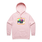 Retro TV, No Signal - Womens Hoodie Pink Womens Hoodie Printed In Australia Retro Tech