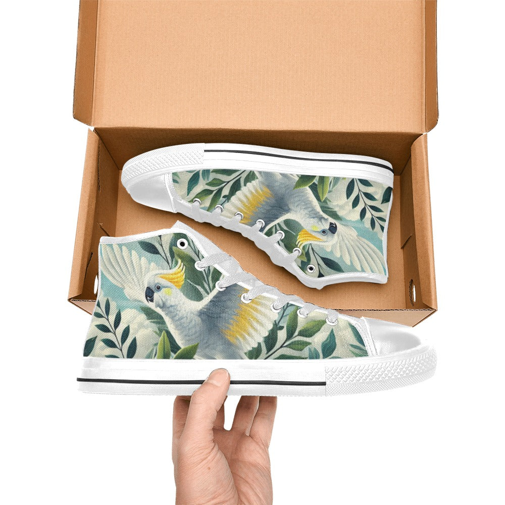 Cockatoo Women's High Top Canvas Shoes Womens Classic High Top Shoes animal Printed Offshore