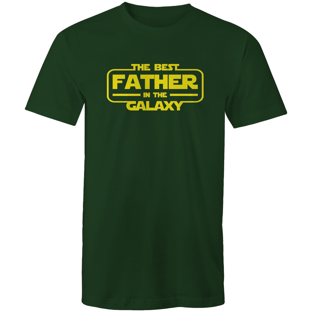 The Best Father In The Galaxy - Mens T-Shirt Forest Green Mens T-shirt Dad Printed In Australia