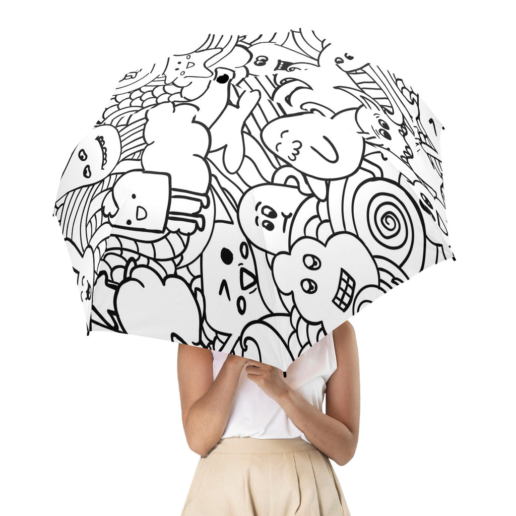 Black And White Creatures - Semi-Automatic Foldable Umbrella (Model U12) Semi-Automatic Foldable Umbrella (U12)