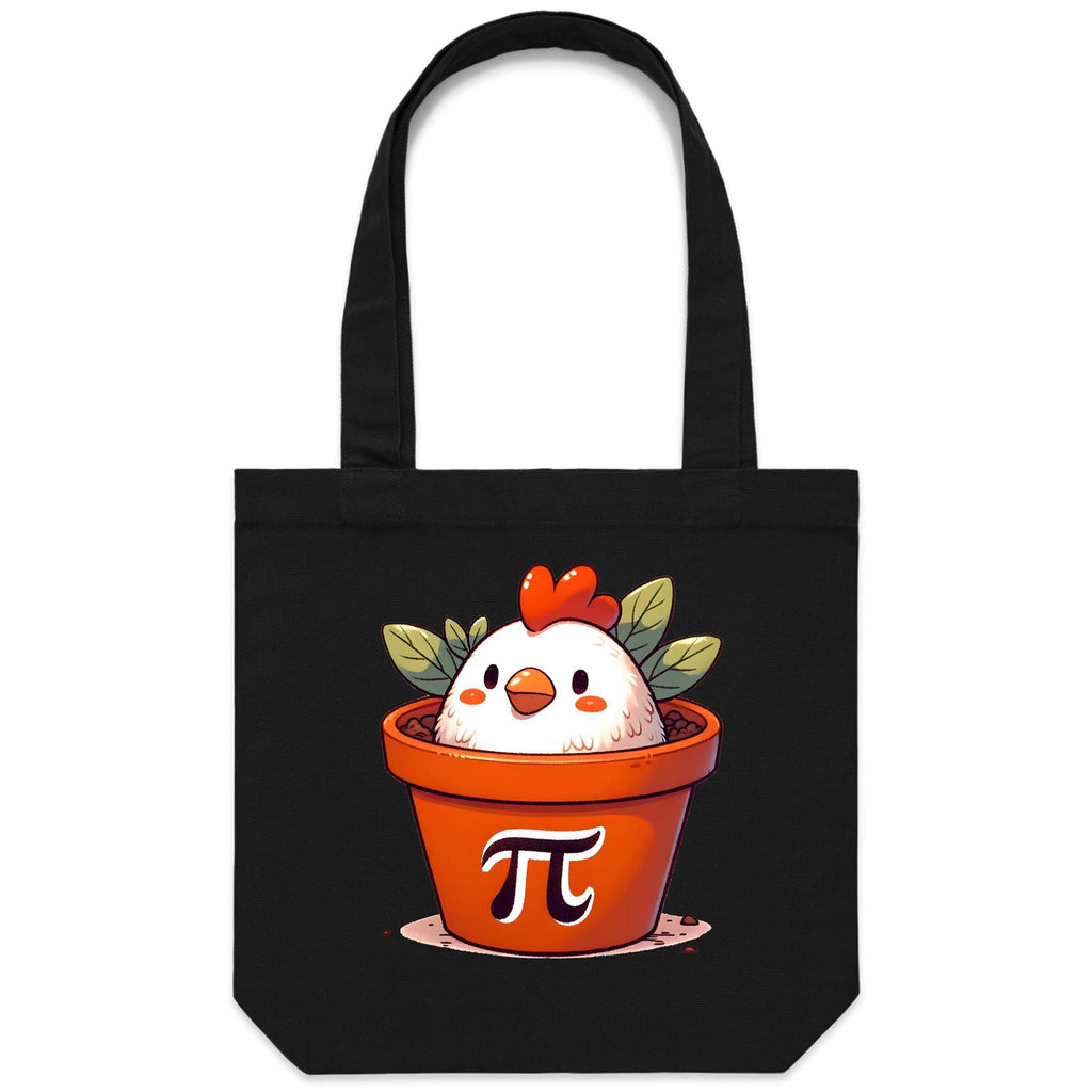 Chicken Pot Pi - Canvas Tote Bag Black One Size Tote Bag animal Maths Printed In Australia