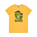 In A While, Crocodile Women's AS Colour T-shirt Yellow Womens T-shirt animal Printed In Australia