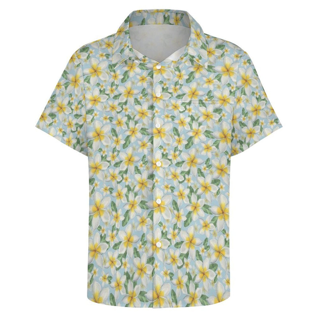 Delicate Frangipani - Women's Short-Sleeve Button Up Shirt
