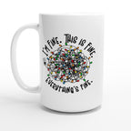 Tangled Christmas Lights, I'm Fine, This Is Fine, Everything's Fine - White 15oz Ceramic Mug Default Title Christmas 15oz Mug Christmas Globally Fulfilled