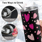 Pink Hearts - 20oz Tall Skinny Tumbler with Lid and Straw