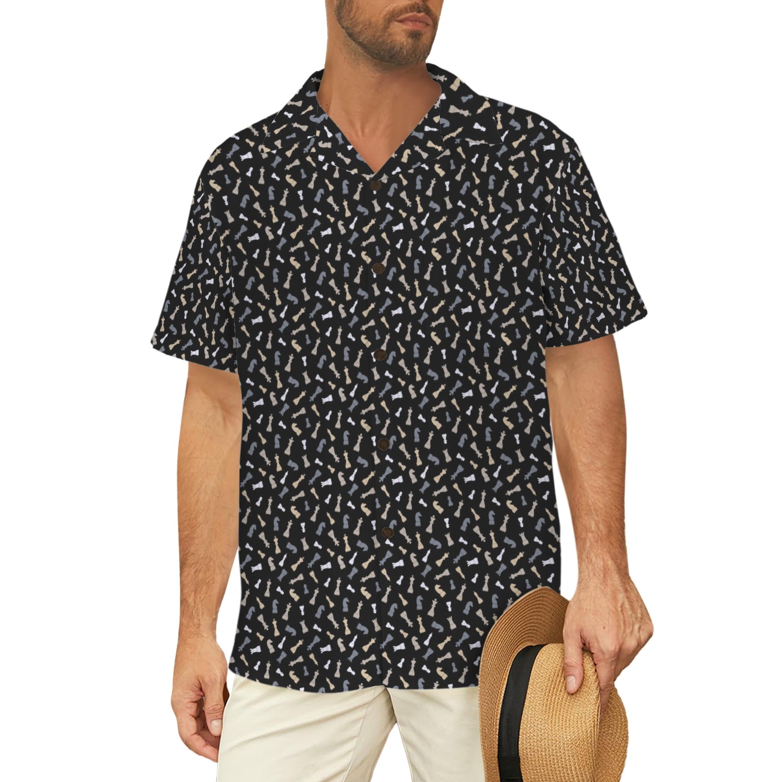 Chess Pattern 2 - Men's Short Sleeve Hawaiian Shirt Men's Hawaiian Shirt (New) Chess Games Printed Offshore