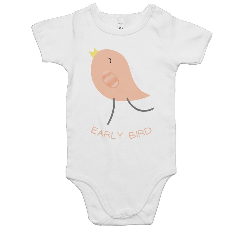 Early Bird - Baby Bodysuit White Baby Bodysuit Printed In Australia