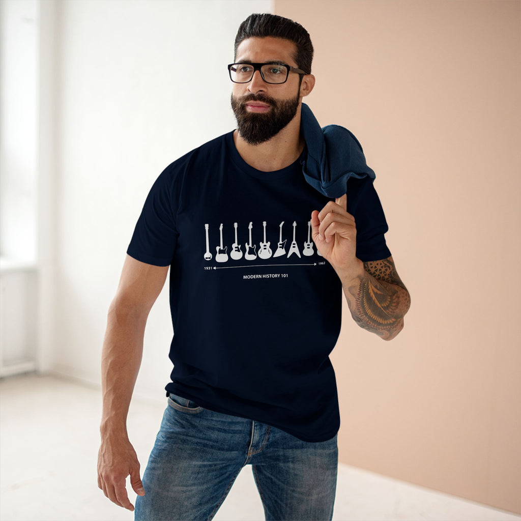 Guitar Timeline - Men's Staple Tee Navy Mens Premium T-Shirt Music Printed in AU and US