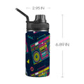 Boombox Kids Water Bottle with Chug Lid (12 oz) One Size Kids Water Bottle with Chug Lid Music Printed Offshore Retro