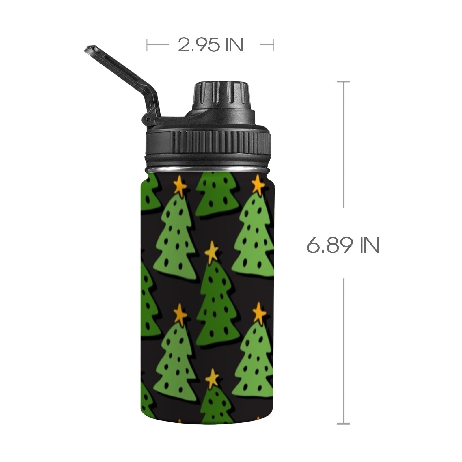 Christmas Trees - Kids Water Bottle with Chug Lid (12 oz) One Size Kids Water Bottle with Chug Lid Christmas Printed Offshore