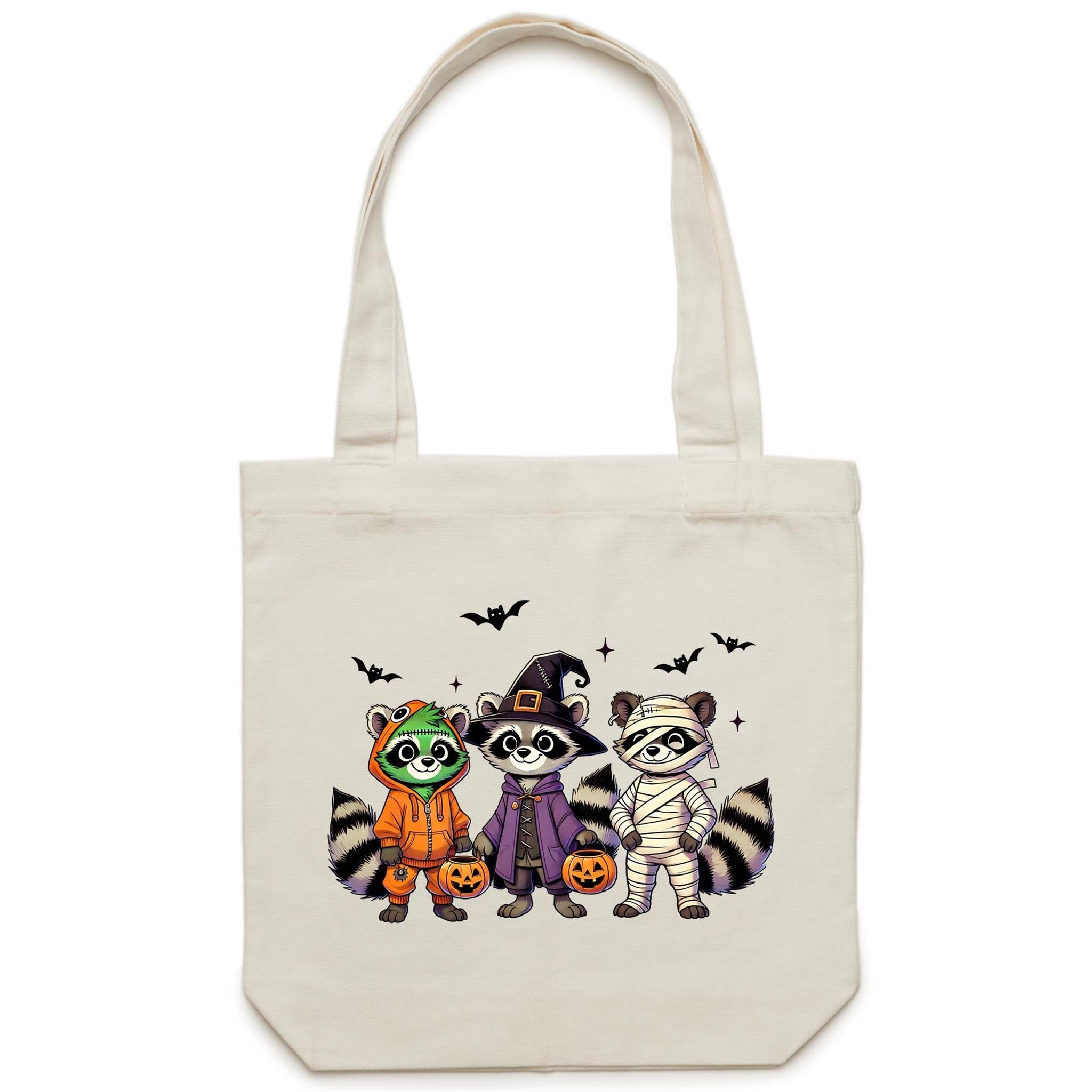 Halloween Raccoons - Canvas Tote Bag Default Title Tote Bag Halloween Printed In Australia