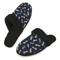 Chess Pattern Men's Fur Trim Thick-Sole Indoor Slippers 2XL Men's Fur Trimmed Slippers Chess Games Printed Offshore