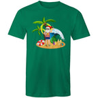 Surf Summer Santa - Mens T-Shirt Kelly Green Mens Christmas T-shirt Christmas Printed In Australia