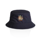 Stay Weird, Guitar Playing Frog On A Snail AS Colour Bucket Hat Navy One Size As Colour Bucket Hat animal Music Printed In Australia